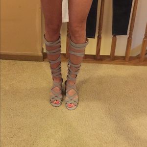 Jeffrey Campbell suede gladiator with short heel